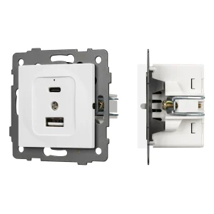 Arlight Механизм USB розетки SCT-MUAC-PL-WH-V (5V, 3A, QC4) (-)