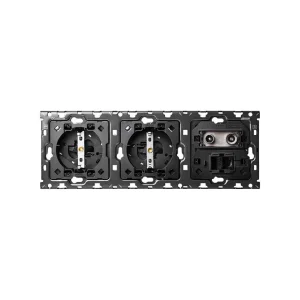 Simon 100 Кит 3 поста механизм 2 розетки Schuko + 1 розетка TV одиночная + 1 розетка RJ45 Cat.6 + суппорт