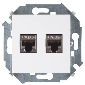 Simon 15 Белая Розетка компьютерная двойная 2хRJ45 кат.6A (АМР, FTP)