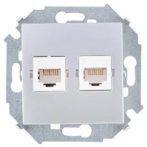 Simon 15 Алюминий Розетка компьютерная 2-ая RJ45 кат.5е
