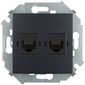 Simon 15 Графит Розетка компьютерная двойная 2хRJ45 кат.5е, Systimax