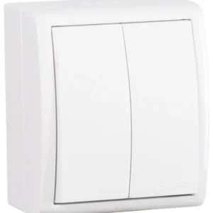 Simon 15 Aqua Белый Выключатель 2-клавишный с подсветкой наружный, IP54