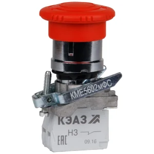КЭАЗ Кнопка КМЕ5602мФС-красный-0но+2нз-гриб-фикс-IP65