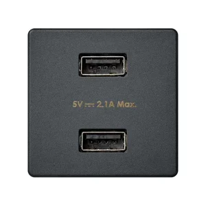 Simon 27 графит Зарядное устройство 2xUSB 2.1А 230В~