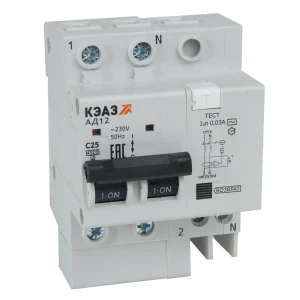 КЭАЗ АВДТ с защитой от сверхтоков АД12-22C25-АC-УХЛ4 (2P, C25, 30mA) 4,5кА