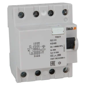 КЭАЗ ВДТ без защиты от сверхтоков ВД1-63-4425-АС-УХЛ4 (4P, 25, 300mA) электронное