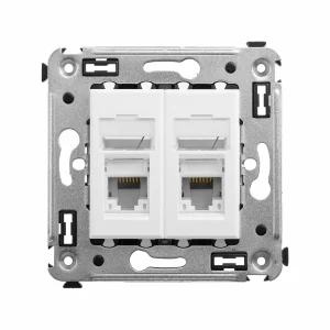 DKC Компьютерная розетка RJ-45 в стену, кат.5e двойная, "Avanti", "Белое облако"