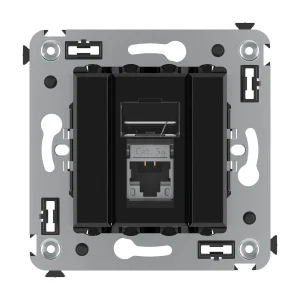 DKC Avanti Компьютерная розетка RJ-45 в стену, кат.5e одинарная экранированная, "Черный квадрат"