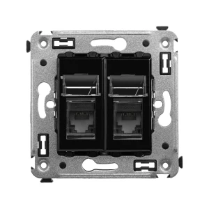 DKC Avanti Компьютерная розетка RJ-45 в стену, кат.6А двойная, "Черный квадрат"