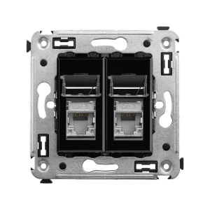 DKC Avanti Компьютерная розетка RJ-45 в стену, кат.6 двойная экранированная, "Черный квадрат"