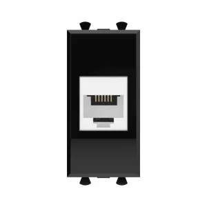 DKC Avanti Телефонная розетка RJ-12 без шторки модульная, "Черный квадрат", 1 модуль