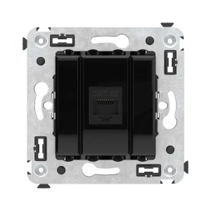 DKC Avanti Компьютерная розетка RJ-45 без шторки в стену, кат.5е одинарная, "Черный квадрат"