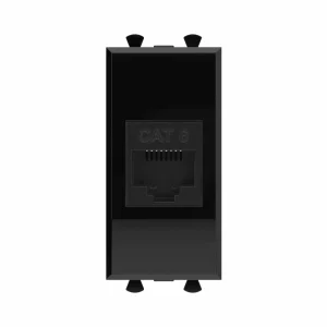 DKC Avanti Компьютерная розетка RJ-45 без шторки модульная, кат.6, "Черный квадрат", 1 модуль
