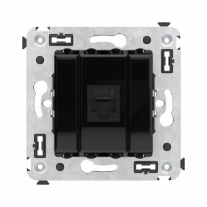 DKC Avanti Компьютерная розетка RJ-45 без шторки в стену, кат.6 одинарная, "Черный квадрат"