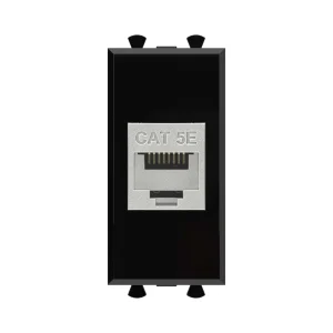 DKC Avanti Компьютерная розетка RJ-45 без шторки модульная, кат.5е экранированная, "Черный квадрат", 1 модуль