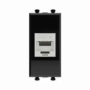 DKC Avanti Компьютерная розетка RJ-45 без шторки модульная, кат.6 экранированная, "Черный квадрат", 1 модуль
