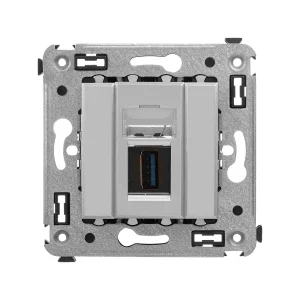 DKC Avanti USB 3.0 розетка одинарная в стену, тип А-А, "Закаленная сталь"