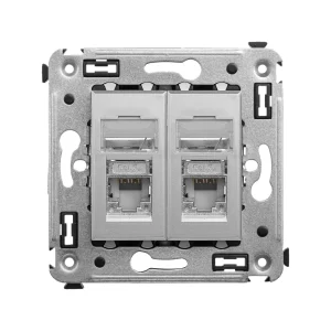 DKC Avanti Компьютерная розетка RJ-45 в стену, кат.5e двойная экранированная, "Закаленная сталь"