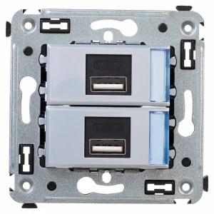 DKC Avanti USB зарядное устройство в стену, "Закаленная сталь", 2.1 А