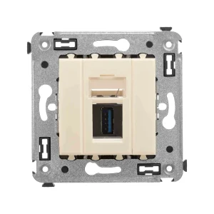 DKC Avanti USB 3.0 розетка одинарная в стену, тип А-А, "Ванильная дымка"