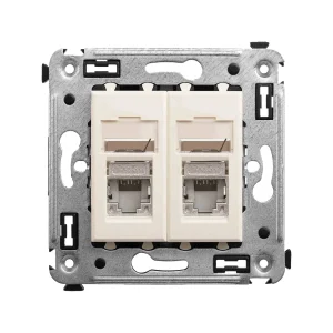 DKC Avanti Компьютерная розетка RJ-45 в стену, кат.5e двойная экранированная, "Ванильная дымка"