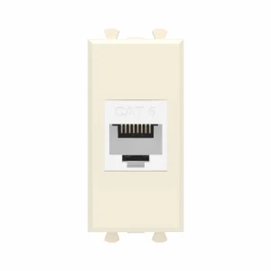 DKC Avanti Компьютерная розетка RJ-45 без шторки модульная, кат.6, "Ванильная дымка", 1 модуль