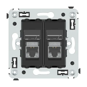 DKC Avanti Компьютерная розетка RJ-45 в стену, кат.6 экранированная двойная, "Черный матовый"