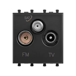 DKC Avanti Розетка TV-FM-SAT модульная, "Черный матовый", 2 модуля