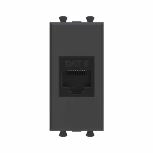 DKC Avanti Компьютерная розетка RJ-45 без шторки модульная ,кат.6, "Черный матовый", 1 модуль