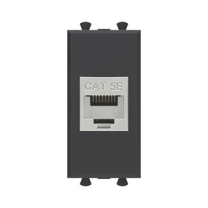 DKC Avanti Компьютерная розетка RJ-45 без шторки модульная, кат.5е экранированная, "Черный матовый", 1 модуль