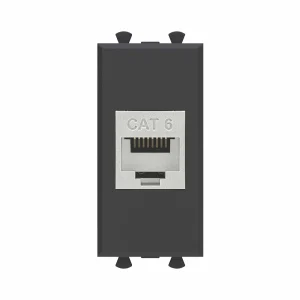 DKC Avanti Компьютерная розетка RJ-45 без шторки модульная, кат.6 экранированная, "Черный матовый", 1 модуль