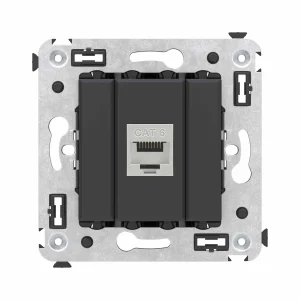 DKC Avanti Компьютерная розетка RJ-45 без шторки в стену, кат.6 одинарная экранированная, "Черный матовый"