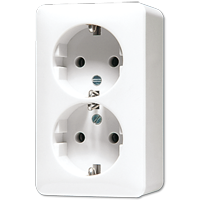 JUNG Штепсельная розетка SCHUKO для накладного монтажа, 16A 250V ~ сдвоенная белая