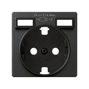 Simon S82 Графит Накладка для розетки Schuko с зарядным устройством 2хUSB