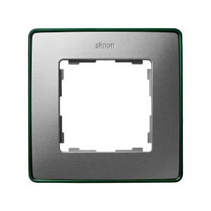 Simon 82 Detail Холодный Алюминий, зеленое основание Рамка 1-ая