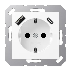 JUNG A Flow/A 550 Белый матовый Розетка с USB-зарядным устройством, тип A + С, SCHUKO