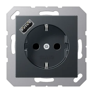JUNG SCHUKO Матовый антрацит с USB-зарядным устройством, тип А; термопласт