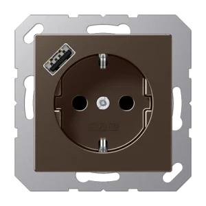 JUNG SCHUKO Мокка Розетка с USB-зарядным устройством, тип А; термопласт