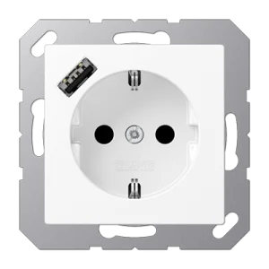 JUNG A Flow/A 550 Белый матовый Розетка с USB-зарядным устройством, тип А, SCHUKO