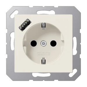 JUNG Розетка SCHUKO® с USB-зарядным устройством, тип А термопласт слоновая кость