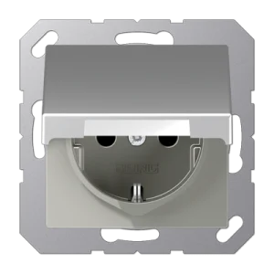 JUNG Алюминий Розетка штепсельная Schuko 16A 250V с защитой от детей, с крышкой, термопласт