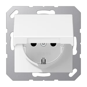 JUNG A Flow/A 550 Белый матовый Розетка с защитой от детей, с крышкой, SCHUKO