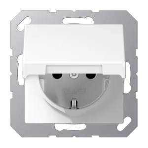 JUNG Штепсельная розетка SCHUKO 16A 250V~ с защитой от детей с крышкой термопласт белая