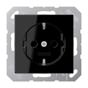 JUNG SCHUKO Штепсельная розетка 16A 250V~ термопласт чёрный