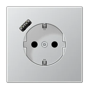 JUNG Розетка SCHUKO® с USB-зарядным устройством, тип А термопласт алюминий