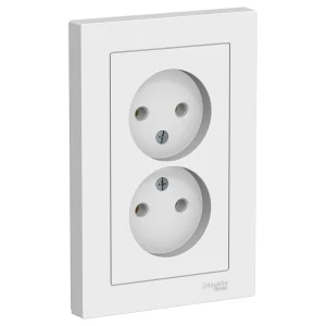 Systeme Electric AtlasDesign Бел Розетка б/з двойная, 16А, в сборе