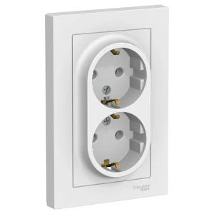 Systeme Electric AtlasDesign Бел Розетка с/з двойная, 16А, в сборе
