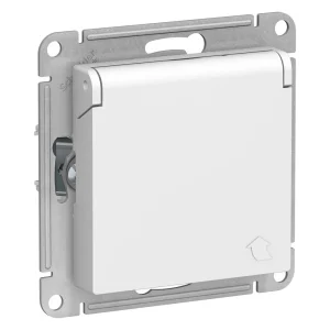 Systeme Electric AtlasDesign Бел Розетка с/з со шторками с крышкой, 16А, IP20, механизм