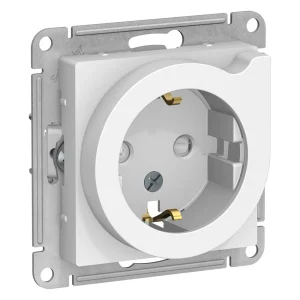 Systeme Electric AtlasDesign Бел Розетка с/з со шторками с выталк., 16А, механизм