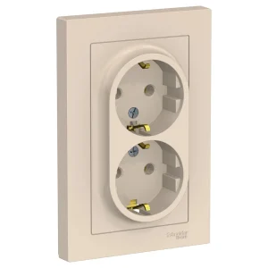 Systeme Electric AtlasDesign Беж Розетка с/з двойная, 16А, в сборе